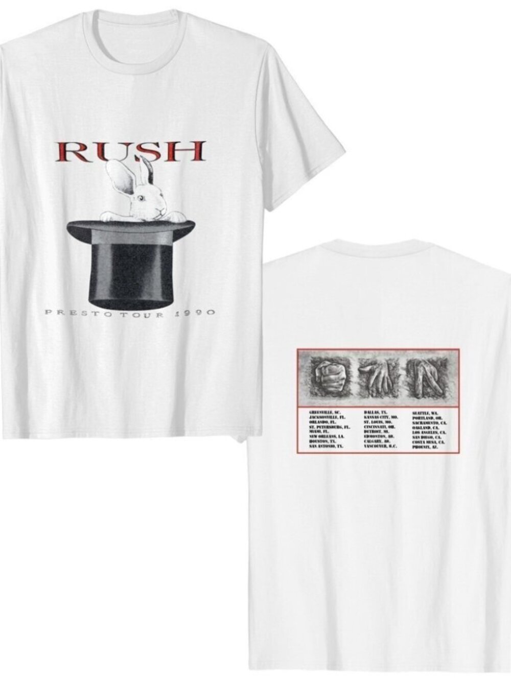 Rush Presto North America 1990 Tour Fan Gift T-Shirt